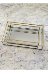 Bandeja grande de vidrio con perfiles metálicos